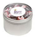 Tootsie Rolls in Large Round Window Tin